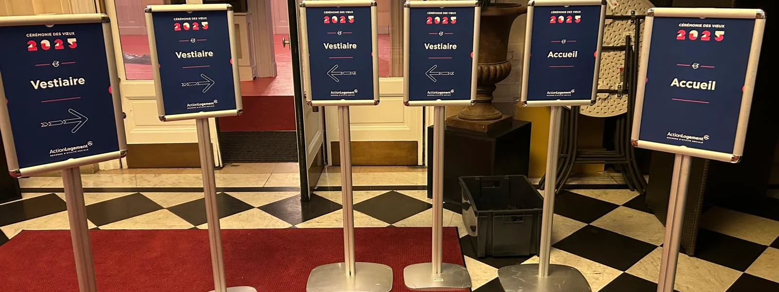 Welcome and cloakroom signage