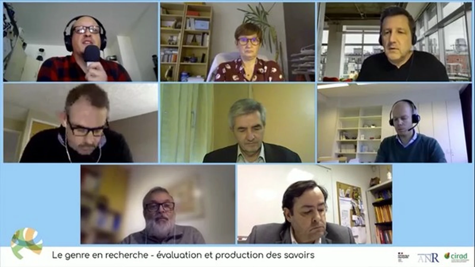 Les huit intervenants du colloque, en direct sur la plateforme