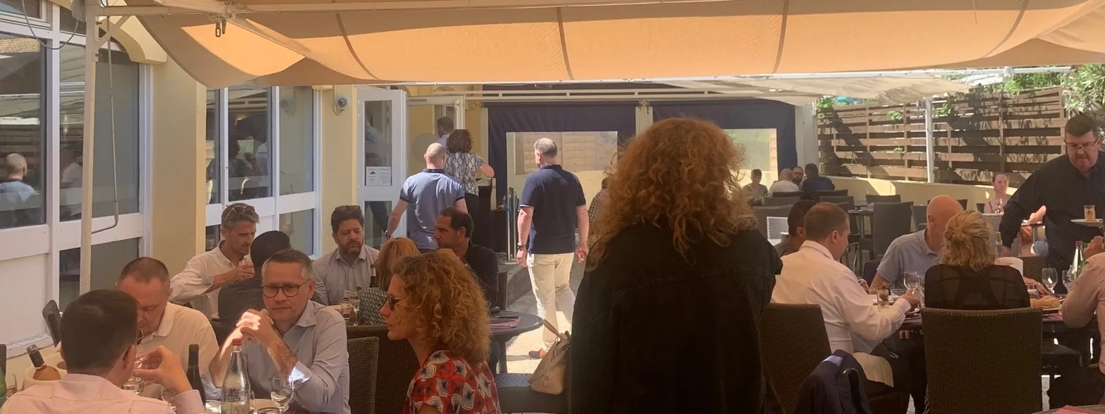 Lunch, under the terrace awning