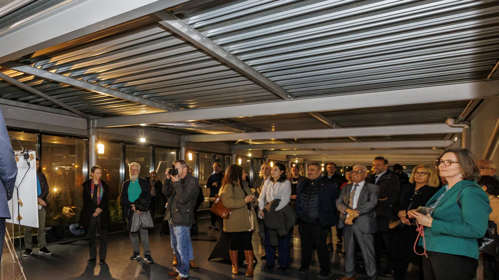 The audience, under the canopy