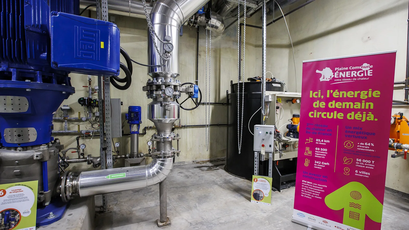 The geothermal plant equipment in operation